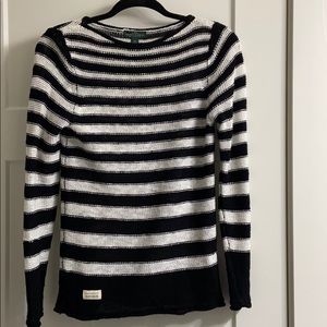 RALPH LAUREN black/white striped sweater. XS